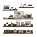 Giftgarden 36 Inch Large Floating Shelves for Wall Set of 5, Rustic Wood Wall Shelves for Bathroom, Bedroom, Kitchen, Living Room Storage and Decoration, Brown Picture Ledge