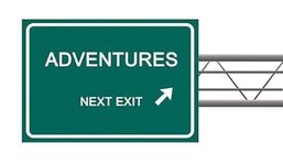 Adventures Next Exit sign sticker, Waterproof sticker