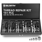 BLOSTM 151PCS Thread Repair Kit - M5, M6, M8, M10, and M12 - Carbon Steel Helicoil Thread Repair Kit with Steel Storage Case - Inserts, Taps, Drill Bits, Break Pins, Hex Keys Thread Repair Kits