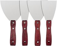 XINGSUI Wallpaper Scraper Wooden Handle-4 Pcs Heavy Duty Paint Wallpaper Scraper Tool,Stainless Steel Beefsteak Spatula,for Wall, Drywall, Decals Baking Spackling Patching(2, 3, 4, 5 inch)
