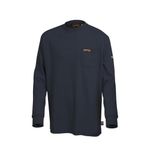 Pioneer FR Cotton Long Sleeve T-Shirt - Flame Resistant Safety Work Shirt - 100% Cotton - ARC 2 - Chest Pocket - Navy Blue