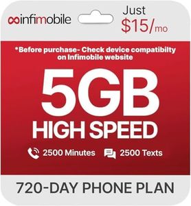 $15/Month | Infimobile Prepaid Plan: 24 Months | 5GB High-Speed Data Per Month | 2500 Minutes and 2500 Text| Prepaid Plan Service SIM Card | Nationwide Coverage | 4G, 5G T-Network