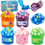 Mizzuco Crystal Slime,Stretchy Non Sticky Slime Jelly Cube Crunchy Slime Fluffy Slime Stress Relief Toys for Kids 5PCS