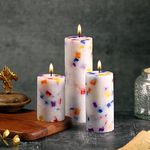 PROSPERRO LUMO by Parkash Candles Set of 3 Fragrance Pillar Candles Marble Finish (Christmas Snow - Mahagony)