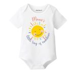 KNITROOT Family Special Onesies, Unisex Baby Kids Cotton Lycra Envelope Neck Half Sleeve White Romper, Bodysuit, Sleepsuit, Maasi's Little Ray Of Sunshine, 3-6 Months, Infant Cloth for Boys & Girls