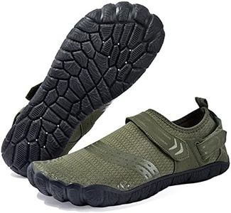 Josaywin Water Shoes for Men Quick Dry Wide Toe Aqua Shoes Adjustable Barefoot Sock for Swim Beach River Pool Surf, Army Green, 16