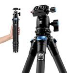 SIRUI Carbon Fiber Travel Tripod with 360° Ballhead B-00K, 50″ Lightweight Compact Professional Camera Tripod, 5 Sections, Quick Release Plate, Weight 2lbs, Loads 13.2lbs/6kg