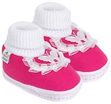 Neska Moda Baby Boys & Girls Frill Butterfly Rani Booties for 0 to 12 Months Infants Light Pink