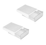 2Pcs of Under-desk Drawer Storage Box,Paste-type Hidden Under-desk Storage Box,Large-capacity Self-adhesive Under-desk Storage Box,Suitable for Home Office and School (White)