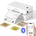 MUNBYN Shipping Label Printer Bluetooth, Postage Thermal Label Printer 4x6 for Business, Compatible with Etsy, Shopify, eBay, Amazon, Royal Mail, DHL, DPD, Evri, with 25 Labels, 130B, White
