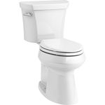 Kohler K-76301-0 Highline Concealed Trapway Comfort Height Two-Piece Elongated 1.28 GPF Toilet with Class Five Flush Technology and Left-Hand Trip Lever, White