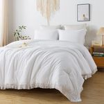 Andency White Comforter Set King Size, 3 Pieces Boho Lightweight Bedding Comforter Sets for King Bed, All Season Soft Fluffy Boho Bed Set (104x90In Comforter & 2 Pillowcases)