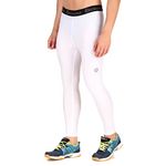 ReDesign Apparels Recharge Men's Polyester Compression Pant/Legging/Full Tights (White, Large)