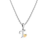 SBI Jewelry Women Silver Initial Heart Necklace Letter Pendant T Gift Necklace Best Friends Mom Cousin Family Birthday BFF Anniversary