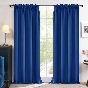 Deconovo Soild Rod Pocket Blackout Curtains, Royal Blue, 42W x 84L