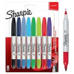 Sharpie Twin Tip Permanent Markers | Fine & Ultra-Fine Points | Assorted Colours | 8 Count