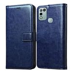 Amazon Brand - Solimo Flip Leather Mobile Cover (Soft & Flexible Back case) for Infinix Hot 10 Play (Blue)