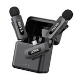 BOYA BY-V30 Wireless Lavalier Microphone for Android/iPhone 15/USB Type-C Clip Mini Mic, 36H Battery Life with Charging Case, Noise Canceling Clip on Lapel Microphone for Vlogging Video Recording