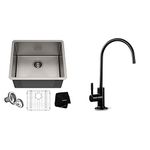 KRAUS Standart PRO™ 21-inch 16 Gauge Undermount Single Bowl Stainless Steel Kitchen Sink & iSpring GA1-ORB Lead-Free Reverse Osmosis, Kitchen Bar Sink RO Drinking Water Faucet