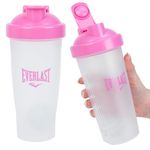 Everlast 600ML Shaker Bottle (Pink) - Leak Proof - Shaker Bottle with Spiral Whisk Blender Ball, BPA/DEHP-Free, Easy to Clean, Perfect for Mixing Protein shakes. (1 Bottle)