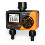 Diivoo Water Timer for Irrigation, Digital Sprinkler Timer 2 Outlets, Automatic Hose Tap Timer, Garden Watering Systems Controller With Rain Delay/Auto&Manual Mode for Lawn, Hose Faucet Outdoor