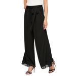 Alex Evenings Women's Wide Leg Chiffon Dress Pant for Mother of The Bride, Elegant Party Outfit (Petite and Regular Sizes), Black, XL