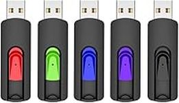 RAOYI 5Pack 128GB USB Flash Drives 128G USB Stick USB 2.0 clé USB Memory Stick Slide Retractable Thumb Drive (128GB, Black Red Blue Green Purple)