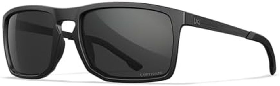 Wiley X WX Axe Captivate Polarized Sunglasses, Safety Glasses for Men and Women, UV Eye Protection for Shooting, Fishing, Biking, and Extreme Sports, Matte Black Frames, Grey Lenses
