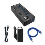 Bytecc 6 Ports USB 3.0 Hub and 2 Ports 2.4A Charging Port Multiport Adapter with Transfer Speeds Up to 5Gpbs (U3-6CHUB)