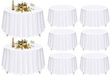 Pesonlook Round Tablecloth - 8 Pack 120 Inch White Round Table Cloths,Premium Polyester Resistant Table Cover for Wedding, Party, Dining,Banquet,Buffet Table, Holiday,Dinner Tables Decorate