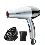 BaBylissPRO TT Tourmaline and Ceramic Hair Dryer with Concentrator Nozzle and Diffuser, 1875 watts