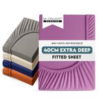 Moonlight Bedding Fitted Sheet 40 Cm Extra Deep Pocket Bed Sheets 16 inch Ultra Soft Bottom Sheet Brushed Microfiber Breathable Shrinkage and Fade Resistant (Purple, Double)