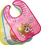 BabyGo Waterproof Baby Starter Bib for Babies 3-12 Months for Feeding, Teething and Drooling (Pack of 3) Multicolor