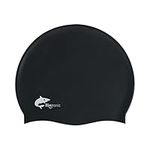 Flintronic Silicone Swimming Caps, Adult Unisex Swim Hat, Hypoallergenic Waterproof Swimming Caps for Men, Women - Black