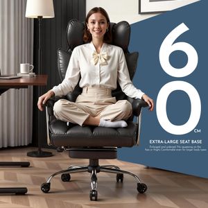 Efomao Big & Tall PU Leather Office Chair – Ergonomic High Back, 200kg, Black