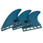 UPSURF Surfboard Tri Fin Future M Size Fiberglass+Honeycomb G5 Thruster Set(White/Blue/Orange) (Blue Logo)