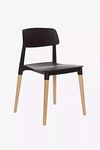 Deal Dhamaal Stacking Arm Less Molded ABS Plastic Dining Chair with Wooden Legs for Living Room, Cafeteria Chair, Canteen Chair, Outdoor Chair, Side Chair in Black Color