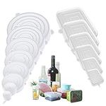 14 Pack Silicone Stretch Lids,Silicone Food Covers for Bowls, Cups, Jars and Fruits,Resuable Round and Rectangle Stretchy Lids,BPA Free, Eco-Friendly,Microwave, Freezer & Dishwasher Safe