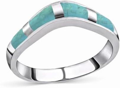 Shop LC Santa Fe Style Turquoise Ring for Women 925 Sterling Silver Band Boho Western Jewelry Birthday Mothers Day Gifts for Women Promise Rings Size 8 Birthday Mothers Day Gifts