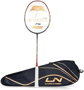Li-Ning Air Force 80 Lite Carbon Fibre Strung Badminton Racket with Full Racket Cover (Blue/Black) | For Intermediate Players | 80 grams | Maximum String Tension - 30lbs