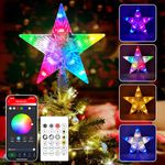 SIXVALA 7" Christmas Star Tree Topper Lighted, Smart App & Remote Control RGB Color Changing Star Tree Topper with DIY, Scene Mode, Sync with Music, Timer for Xmas Tree Decor, USB Plug in/Wire 16.4Ft