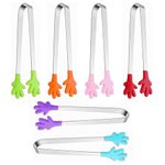 6pcs Sugar Ice Tongs,6 Colors Multifunctional Mini Food Clip with Skid-Proof Hand Shape Silicone Stainless Steel Food Tongs,Small Tongs ice Cube Tongs for Food Kitchen Tongues Food Folder Ice Clip