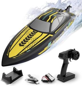 VOLANTEXRC Fast 20MPH RC Boat for Adults, 2.4GHz Remote Control Boat for Pools and Lakes with 2 Rechargeable Batteries (79508 Yellow)
