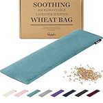 Wheat Bag Microwavable - Large Microwave Heat Pack - Wheat and Lavender Filled Heat Pad Microwavable Soft Fleece for Pain Relief, Neck and Shoulders & Back Pain - Reusable Wheat Bag - Green/Blue