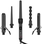 PARWIN PRO BEAUTY 5-in-1 Curling Iron Set ,Instant Heat Up Curling Wand Set with 5 Interchangeable Ceramic Barrels(0.35" to 1.25"), Hair Curler for All Hair Type, Hair Wand with Glove and 2 Hair Clips