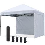 COOSHADE Pop Up Canopy Tent 8x8Ft Outdoor Festival Tailgate Event Vendor Craft Show Canopy with 2 Removable Sunwalls Instant Sun Protection Shelter with Wheeled Carry Bag(White)