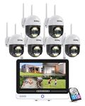 ZOSI 3MP Wireless PT Security Camera System with 12.5'' Monitor, 8CH NVR Wireless CCTV System, 6pcs 3MP PT WiFi Cameras Outdoor, Color Night Vision, Motion detection, 2-Way Audio, Remote Access