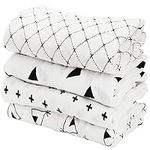 Tosnail Set of 4 Muslin Baby Swaddle Blankets, Unisex Swaddle Wrap Neutral Receiving Blanket, Black and White, 47" x 47"