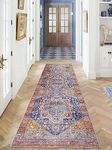 Famibay 2x8 Ft Runners Rugs for Hallway Non Slip Washable Runner Carpet Vintage Oriental Low Pile Printed Kitchen Runner Rug with Rubber Backed Long Hallway Rug(Rust)