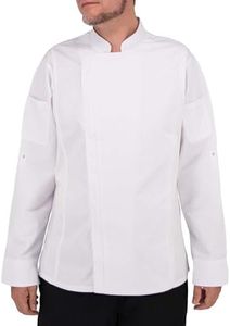 Culinary Master Men's Breathable Long Sleeve Premium Zip Up Chef Jacket Coat White 5XL